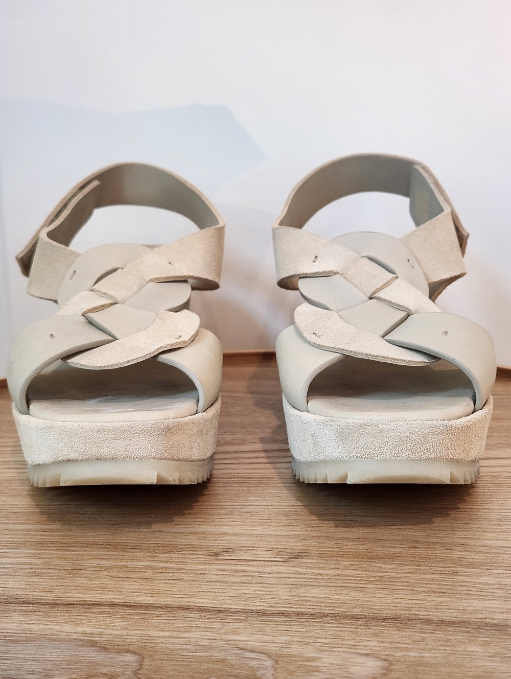 Pedro Garcia Women's Beige Wedge Sandals with Suede Finish New - Picture 10 of 12